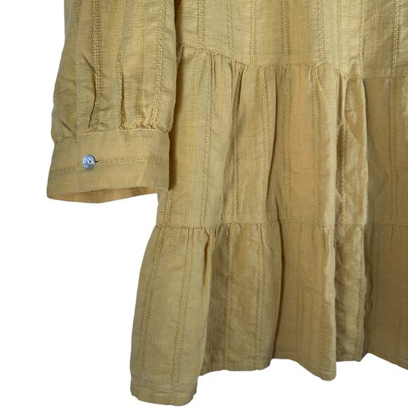 J. Jill Tiered Textured Yellow Peasant Top Womens Medium 100% Cotton - Picture 3 of 11